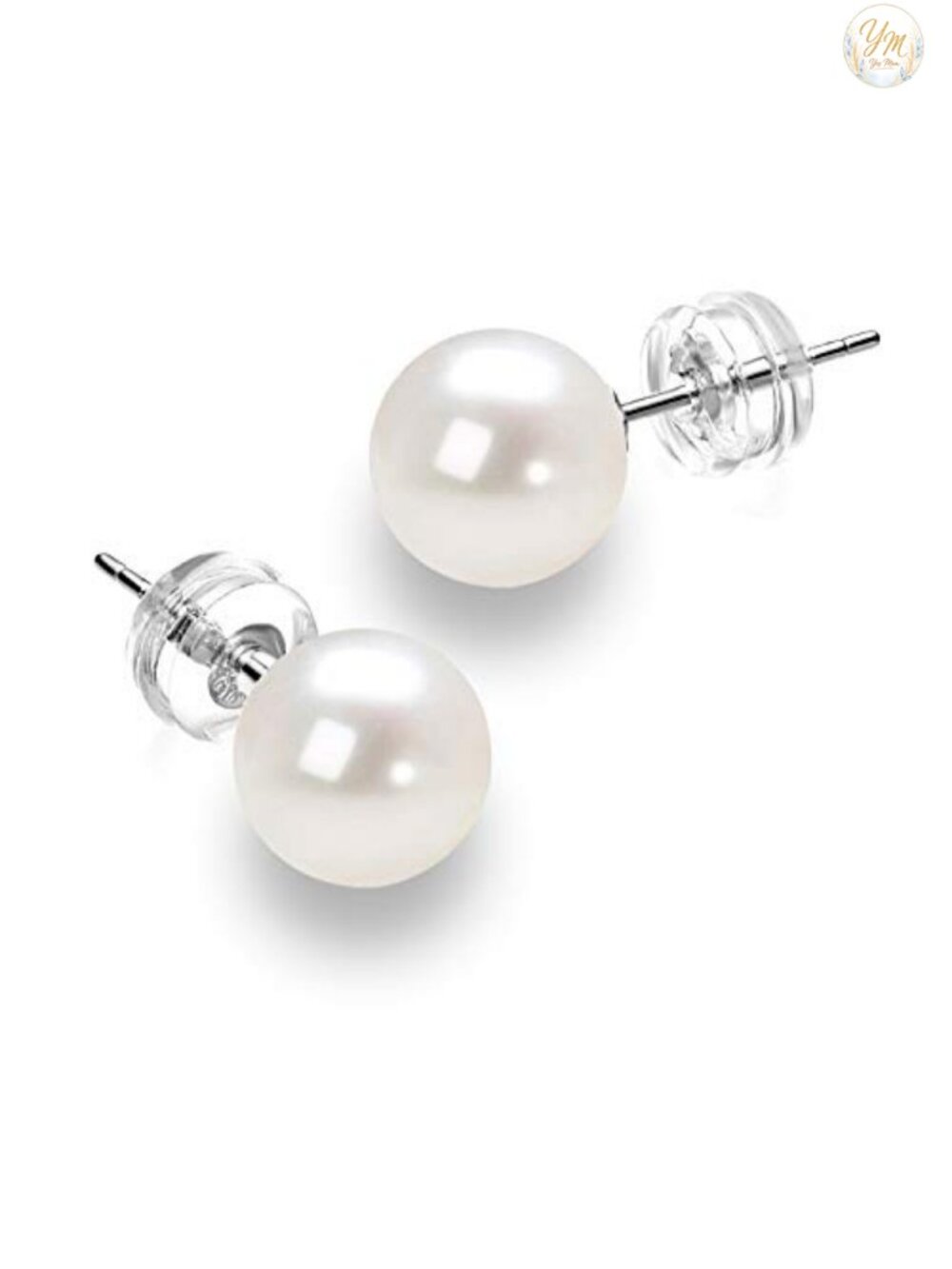 14K Gold Round Freshwater Cultured Pearl Stud Earrings AAAA High Luster
